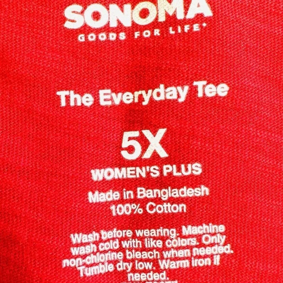 NWT SONOMA Women Long Sleeve Pull Over Round Neck 100% Cotton Red Shirt Size 5X - Picture 10 of 10